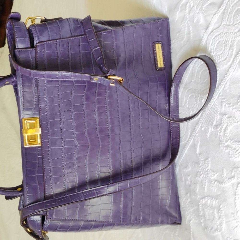 Adrienne Vittadini Purple Satchel with Crocodile Design